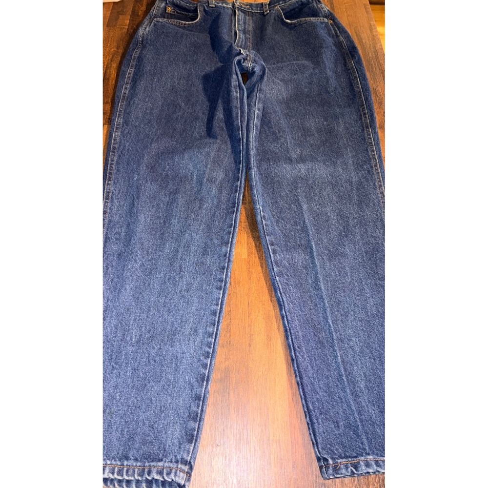 Vintage Chic High Waisted Mom Jeans Blue Denim Made in USA Size 18 Tapered Leg - Picture 2 of 9